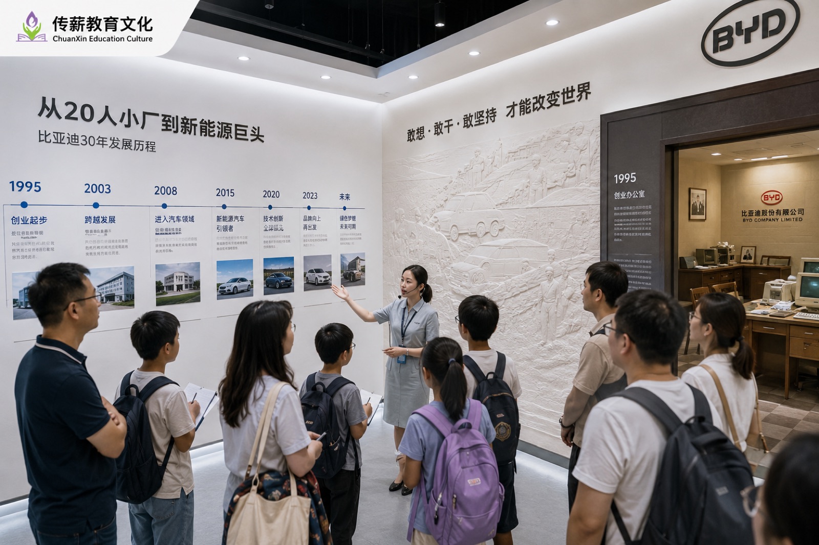 孩子在新能源汽车企业了解发展历程